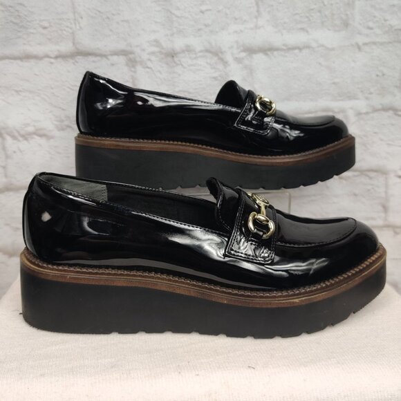 Giani Bernini Womens Loafers Mayaa Patent Leather Chunky Platform Black Size 10 - Picture 2 of 7